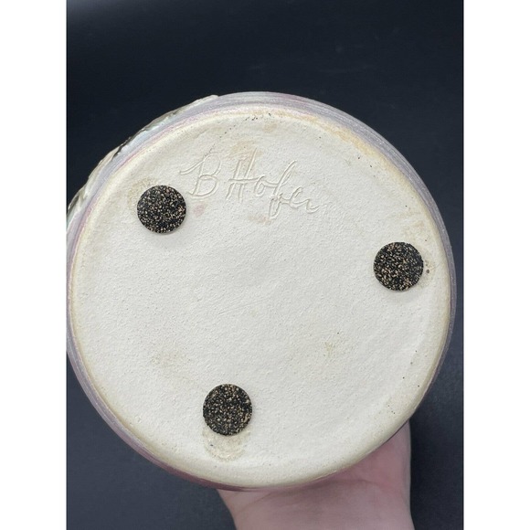 Hummingbird Art Pottery Vase Signed With Raised Floral Relief Design Signed - Picture 7 of 10